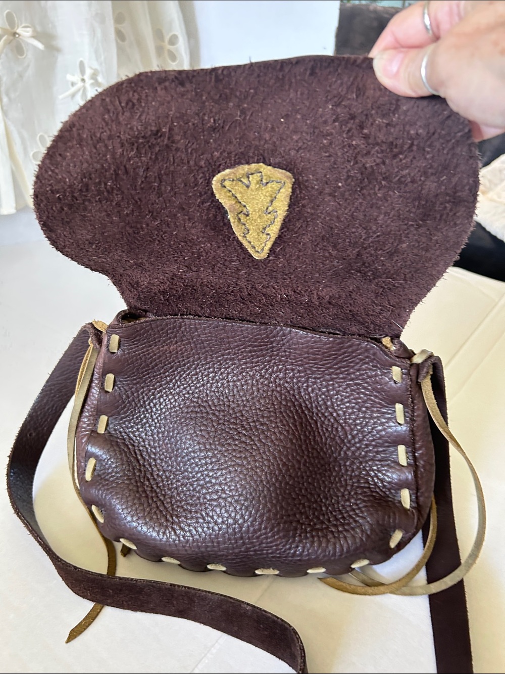 HANDCRAFTED BROWN PEBBLED LEATHER SHOULDER BAG